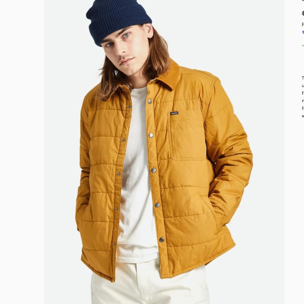 Brixton Men's Cass Jacket/  Shirt Jacket in Golden Brown, size SMALL